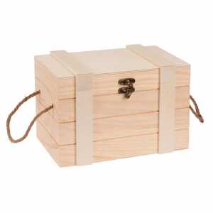 Schatztruhe mit Griffen 24x16,5x15,5cm, mit Verschluß, aus Holz