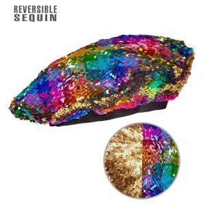 Baskenmütze Pailletten Regenbogen gold, Wendepailletten, Widmann
