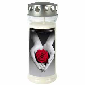Gedenkkerze 70x170mm Rose/Hand