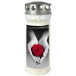 Gedenkkerze 70x170mm Rose/Hand