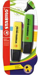 STABILO BOSS ORIGINAL 2er Blister gelb grün