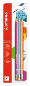 STABILO pencil 160 mit Radierer HB pink blau orange 3er Blister