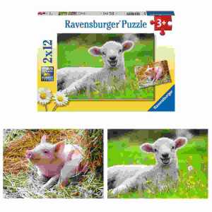 Puzzle 2x12 Teile Unsere Bauernhoftiere 2 Puzzlemotive und Mini Poster