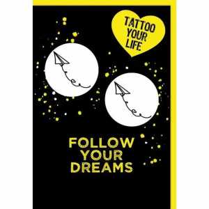 Tattoo Plane Dreams, 100 % vegan, wasserfest, 1-2 Wochen Haltbarkeit