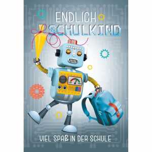 EULZER Glückwunschkarte Schulanfang Roboter, Kurt Eulzer Druck