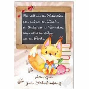 EULZER Glückwunschkarte Schulanfang Fuchs