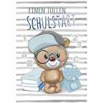EULZER Glückwunschkarte Schulanfang Junge Teddy,...