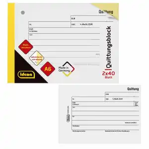 Idena Quittung A6 quer 2x40 Blatt FSC-Mix, selbstdurchschreibend