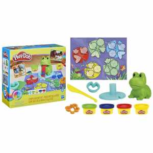 Play-Doh Farbi der Frosch mit 4 Knettöpfen und Zubehör, ab 3 Jahren
