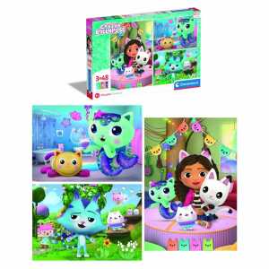 CLEMENTONI GMBH Gabbys Dollhouse Puzzle 3x48 Teile Motiv 1, Clementoni