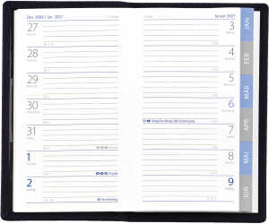 2027 GÜSS Taschenkalender, PVC schwarz m. Reg.