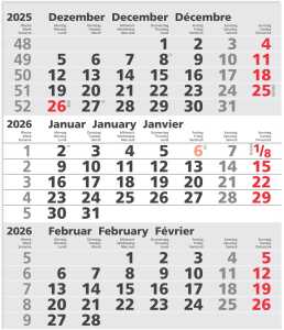 2027  GÜSS Ersatzkalendarium für 3-Monatswandkalender Metall