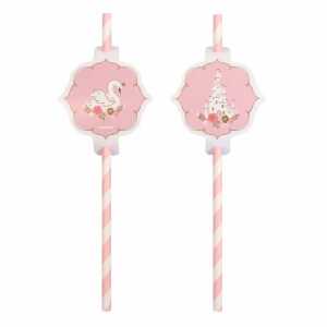 Trinkhalme Princess for a a Day Papier 19,7cm 8er, Papier,, Amscan