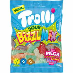 Trolli Bizzl Mix Sour 150g, Extrasaure gezuckerte Fruchtgummi-Mischung