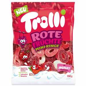 Trolli Rote Früchte 150g 150g, gezuckerte Mini Ringe aus Fruchtgummi