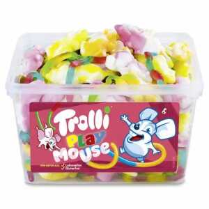 Trolli Playmouse Dose 75 Stück, 75 Mäuse Schaumzucker und Fruchtgummi