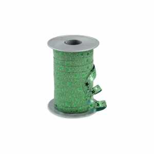 Ringelband Glitter Star 10mmx100m grün, Ringelband mit Sternen