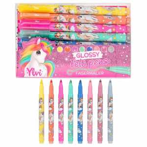 Filzstifte Set Ylvi Glossy, Set mit 8 Filzstiften metallische Schimmer