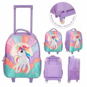 Koffer Ylvi Trolley mit blinkenden LED-Rollen, 2 Reißverschluss-Fächer