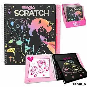 Malbuch Ylvi Magic Scratch Book, 20 schwarze Seiten, ein Stift