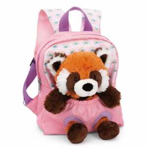 Rucksack mit Plüschtier 21x26cm Roter Panda rosa, 25cm Plüschtier