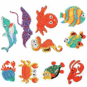 Sticker Diamond Painting Unterwasserwelt Set, 10 Sticker, ca. 4,5cm