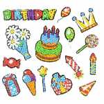 Sticker Diamond Painting Happy Birthday Set, 15 Sticker,...