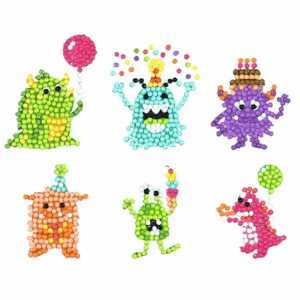 Sticker Diamond Painting Monster Set, 6 Sticker, ca. 4,5cm