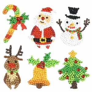 Sticker Diamond Painting Weihnachten Set, 6 Sticker, ca. 4,5cm