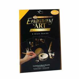 Kratzbilder leere Platten 25x20cm gold 6er, Blanko Platten