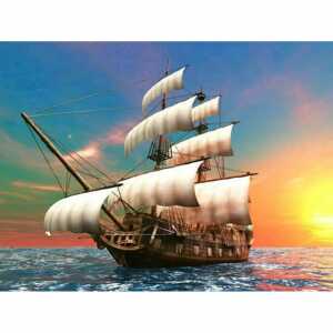 Diamond Painting Segelschiff 40x30cm, I farbig sortierte Steine,