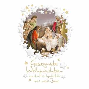 Weihnachtskarte Gesegnete Weihnachten Krippe, Eulzer