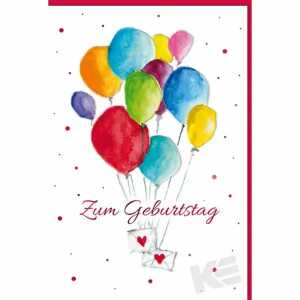 Glückwunschkarte Geburtstag Luftballons, Eulzer