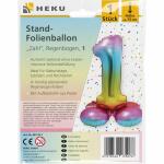 Stand-Folienballon Zahl 1 Regenbogen, Höhe 75 cm,...