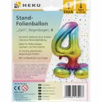 Stand-Folienballon Zahl 4 Regenbogen, Höhe 75 cm,...