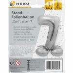 Stand-Folienballon Zahl 7 silber, Höhe 75 cm,...