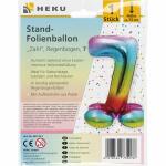 Stand-Folienballon Zahl 7 Regenbogen, Höhe 75 cm,...