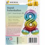 Stand-Folienballon Zahl 8 Regenbogen, Höhe 75 cm,...