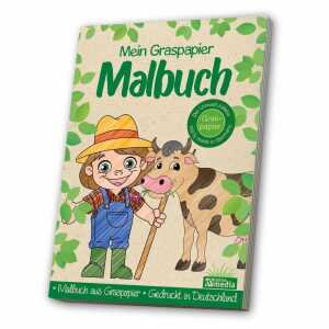 Malbuch Graspapier Bauern, Gedruckt auf Graspapier,, viele Malvorlagen