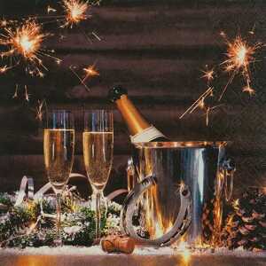 Serviette 33x33cm FSC-Mix New Years Eve, 3-lagig, 20 Stück