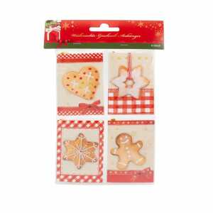 WH Geschenkanhänger 3D Lebkuchen, Handmade, 4er