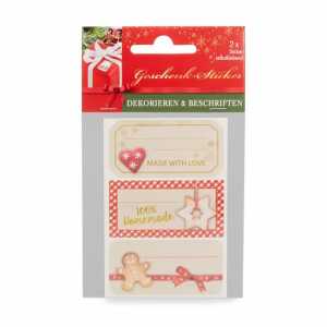 Geschenkaufkleber Weihnachten 8x4cm 6er 2 Bogen 8x12 cm je 3 Stickern