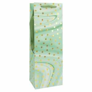 Idena Flaschentasche Dot grün 12x35x9cm FSC-Mix, Größe B
