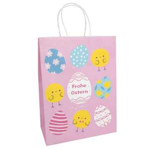 Geschenktasche Ei/ Küken 25x12x33cm Kraftpapier, Papierkordel