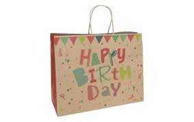 Geschenktasche B-Day 33x26x12cm FSC-Rec., Kraftpapier, Papierkordel