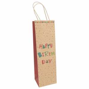 Flaschentasche B-Day 12x39x10cm Kraftpapier, Papierkordel,,