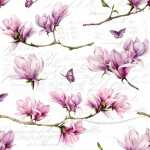 Serviette 33x33cm Magnolia & Butterfly, 3-lagig, 20...