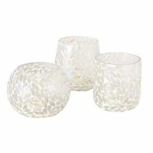 Windlicht Calea weiß hellgrau D11cm sortiert, 3fach sortiert Glas,