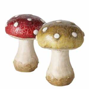 Deko-Pilz Dylano beige rot 13cm 2fach sortiert,