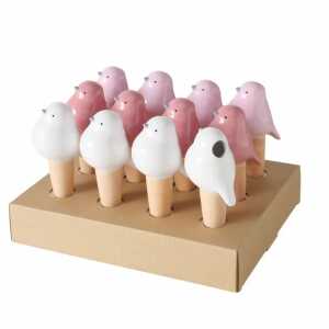 Topfstecker Vogel Marinah rosa/weiß 3fach sortiert,